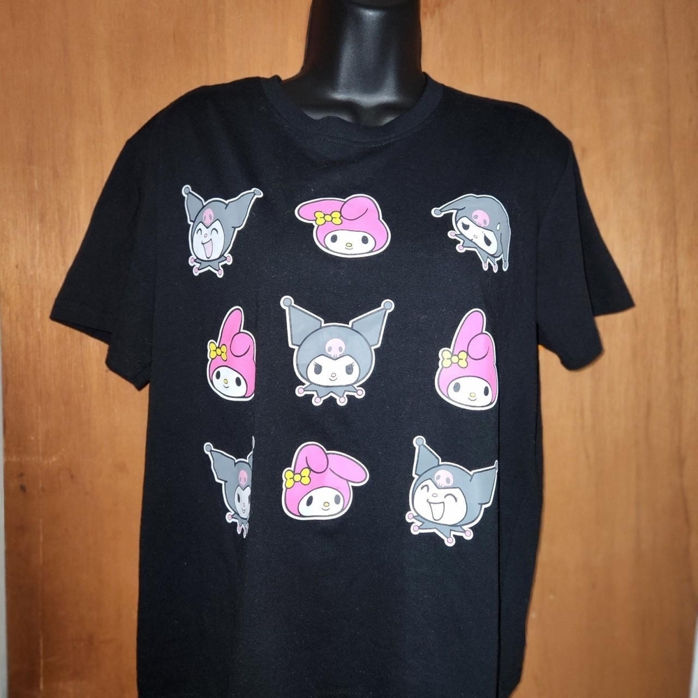 Black Sanrio Kuromi x My Melody graphic tee